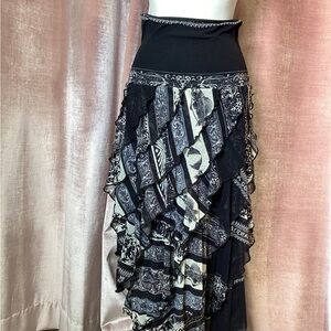 Vintage Y2K 90s Jean Paul Gaultier Soliel tiered cascading mesh fish print skirt